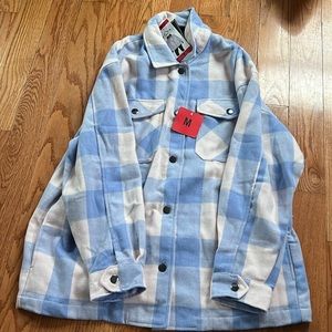 Blue and white plaid shacket